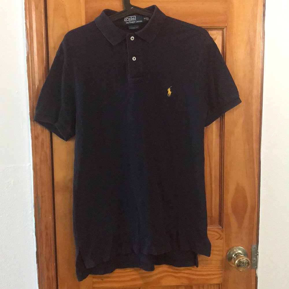 Navy Ralph Lauren polo with yellow logo